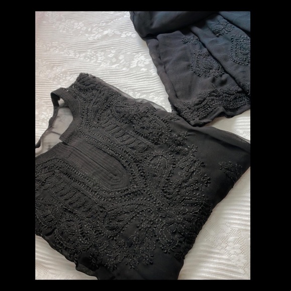 Alfah finery’s black chikankari suit | Fabric - Georgette - Picture 5 of 6